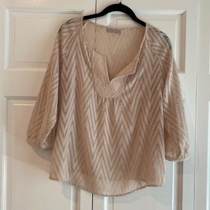 Ellie Kai sheer beige blouse